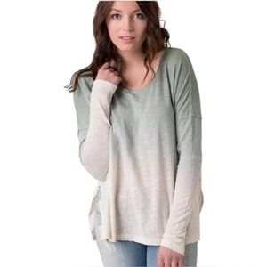 Free People We The Free Starry Night Ombre Linen Cotton Oversized Top XS Green